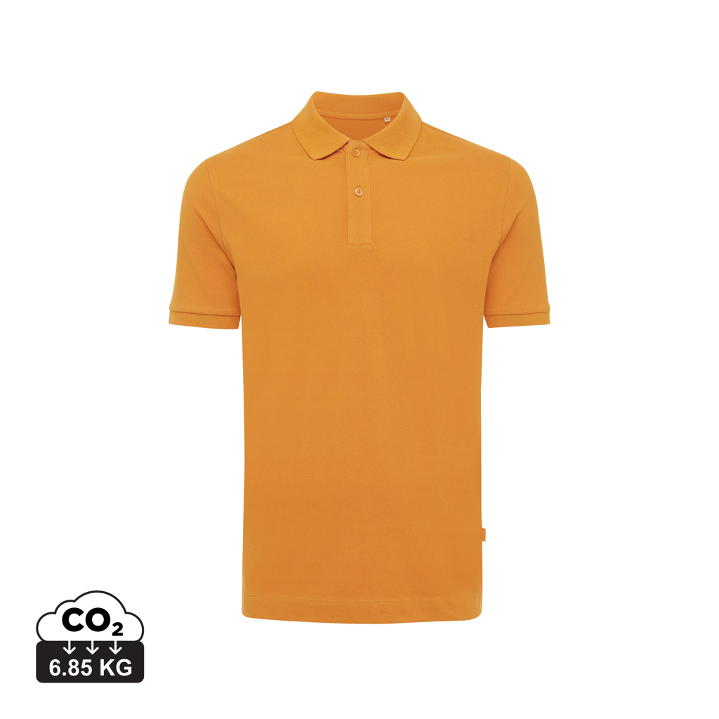 Polo publicitaire unisexe en coton recyclé 220g Iqoniq Yosemite sundial orange